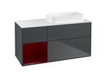 Villeroy und Boch Finion Waschtischunterschrank G681HBHG 120x60,3x50,1cm, Regal links Peony, Midnight Blue Matt Lacquer