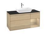Villeroy und Boch Finion Waschtischunterschrank G832PCPC 120cm, Abdeckplatte black matt, Emotion, Regale Oak Veneer, Oak Veneer