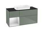 Villeroy und Boch Finion Waschtischunterschrank G702MTGM 120x60,3x50,1cm, Regal rechts White matt lacquer, Olive Matt Lacquer