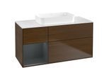 Villeroy und Boch Finion Waschtischunterschrank G701HGGN 120x60,3x50,1cm, Regal rechts Midnight Blue Matt Lacquer, Walnut veneer