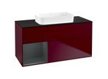 Villeroy und Boch Finion Waschtischunterschrank F702HGHB 120x60,3x50,1cm, Regal links Midnight Blue Matt Lacquer, Peony Matt
