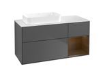 Villeroy und Boch Finion Waschtischunterschrank G691GNGK 120x60,3x50,1cm, Regal rechts Walnut veneer, Anthracite matt