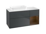 Villeroy und Boch Finion Waschtischunterschrank G691GNHG 120x60,3x50,1cm, Regal rechts Walnut veneer, Midnight Blue Matt Lacquer