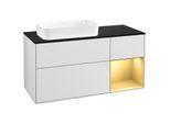 Villeroy und Boch Finion Waschtischunterschrank F692HFMT 120x60,3x50,1cm, Regal rechts Gold matt, White matt lacquer