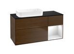 Villeroy und Boch Finion Waschtischunterschrank F692MTGN 120x60,3x50,1cm, Regal rechts White matt lacquer, Walnut veneer