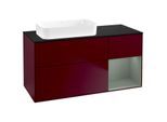 Villeroy und Boch Finion Waschtischunterschrank F692GMHB 120x60,3x50,1cm, Regal rechts Olive Matt Lacquer, Peony Matt