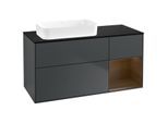 Villeroy und Boch Finion Waschtischunterschrank F692GNHG 120x60,3x50,1cm, Regal rechts Walnut veneer, Midnight Blue Matt Lacquer