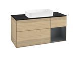 Villeroy und Boch Finion Waschtischunterschrank G712HGPC 120x60,3x50,1cm, Regal rechts Midnight Blue Matt Lacquer, Oak Veneer
