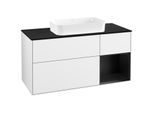 Villeroy und Boch Finion Waschtischunterschrank G712PDGF 120x60,3x50,1cm, Regal rechts Black matt lacquer, Glossy white lacquer