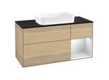 Villeroy und Boch Finion Waschtischunterschrank F712MTPC 120x60,3x50,1cm, Regal rechts White matt lacquer, Oak Veneer