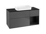 Villeroy und Boch Finion Waschtischunterschrank F712PDGK 120x60,3x50,1cm, Regal rechts Black matt lacquer, Anthracite matt