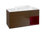 Villeroy und Boch Finion Waschtischunterschrank F711HBGN 120x60,3x50,1cm, Regal rechts Peony, Walnut veneer