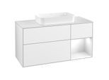 Villeroy und Boch Finion Waschtischunterschrank F711GFGF 120x60,3x50,1cm, Regal rechts Glossy white lacquer, Glossy white lacquer