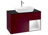 Villeroy und Boch Finion Waschtischunterschrank F782MTHB 100cm, Abdeckplatte black matt, Regale White matt lacquer, Peony Matt