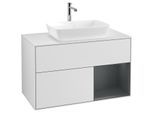Villeroy und Boch Finion Waschtischunterschrank F781HGMT 100cm, Abdeckplatte white matt, Regale Midnight matt lacquer, White matt lacquer