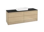 Villeroy und Boch Finion Waschtischunterschrank F73200PC 160x60,3x50,1cm, Glass Black Matt, Oak Veneer