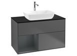 Villeroy und Boch Finion Waschtischunterschrank G772HGGK 100cm, Abdeckplatte black matt, Emotion, Regale Midnight matt lacquer, Anthracite matt