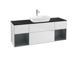 Villeroy und Boch Finion Waschtischunterschrank F862HGMT 160cm, Abdeckplatte black matt, Regale Midnight matt lacquer, White matt lacquer