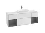 Villeroy und Boch Finion Waschtischunterschrank F861GKMT 160cm, Abdeckplatte white matt, Regale Anthracite matt lacquer, White matt lacquer