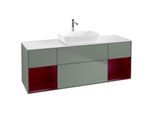 Villeroy und Boch Finion Waschtischunterschrank F861HBGM 160cm, Abdeckplatte white matt, Regale Peony matt lacquer, Olive Matt Lacquer