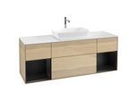 Villeroy und Boch Finion Waschtischunterschrank F861PDPC 160cm, Abdeckplatte white matt, Regale Black matt lacquer, Oak Veneer