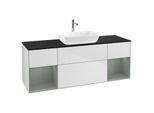 Villeroy und Boch Finion Waschtischunterschrank G862GMMT 160cm, Abdeckplatte black matt, Emotion, Regale Olive matt lacquer, White matt lacquer