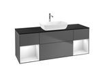 Villeroy und Boch Finion Waschtischunterschrank G862GFGK 160cm, Abdeckplatte black matt, Emotion, Regale Glossy white lacquer, Anthracite matt