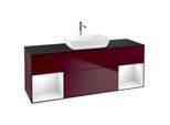 Villeroy und Boch Finion Waschtischunterschrank G862GFHB 160cm, Abdeckplatte black matt, Emotion, Regale Glossy white lacquer, Peony Matt