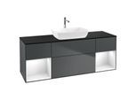 Villeroy und Boch Finion Waschtischunterschrank G862GFHG 160cm, Abdeckplatte black matt, Emotion, Regale Glossy white lacquer, Midnight Blue Matt Lacquer