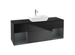Villeroy und Boch Finion Waschtischunterschrank G862HGPD 160cm, Abdeckplatte black matt, Emotion, Regale Midnight matt lacquer, Black matt lacquer