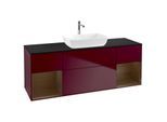 Villeroy und Boch Finion Waschtischunterschrank G862GNHB 160cm, Abdeckplatte black matt, Emotion, Regale Walnut Veneer, Peony Matt