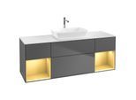 Villeroy und Boch Finion Waschtischunterschrank G861HFGK 160cm, Abdeckplatte white matt, Emotion, Regale Gold matt lacquer, Anthracite matt