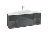Villeroy und Boch Finion Waschtischunterschrank G861GKHG 160cm, Abdeckplatte white matt, Emotion, Regale Anthracite matt lacquer, Midnight Blue Matt Lacquer