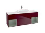 Villeroy und Boch Finion Waschtischunterschrank G861GMHB 160cm, Abdeckplatte white matt, Emotion, Regale Olive matt lacquer, Peony Matt