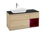 Villeroy und Boch Finion Waschtischunterschrank G812HBPC 120cm, Abdeckplatte black matt, Emotion, Regale Peony matt lacquer, Oak Veneer