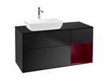 Villeroy und Boch Finion Waschtischunterschrank F812HBPD 120cm, Abdeckplatte black matt, Regale Peony matt lacquer, Black matt lacquer