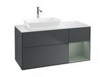 Villeroy und Boch Finion Waschtischunterschrank F811GMHG 120cm, Abdeckplatte white matt, Regale Olive matt lacquer, Midnight Blue Matt Lacquer