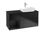 Villeroy und Boch Finion Waschtischunterschrank F802PDPD 120cm, Abdeckplatte black matt, Regale Black matt lacquer, Black matt lacquer