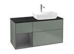 Villeroy und Boch Finion Waschtischunterschrank F802GKGM 120cm, Abdeckplatte black matt, Regale Anthracite matt lacquer, Olive Matt Lacquer