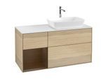 Villeroy und Boch Finion Waschtischunterschrank F801GNPC 120cm, Abdeckplatte white matt, Regale Walnut Veneer, Oak Veneer