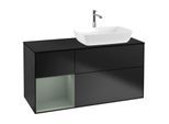 Villeroy und Boch Finion Waschtischunterschrank F802GMPD 120cm, Abdeckplatte black matt, Regale Olive matt lacquer, Black matt lacquer