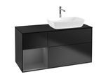 Villeroy und Boch Finion Waschtischunterschrank F802GKPD 120cm, Abdeckplatte black matt, Regale Anthracite matt lacquer, Black matt lacquer
