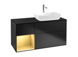 Villeroy und Boch Finion Waschtischunterschrank F802HFPD 120cm, Abdeckplatte black matt, Regale Gold matt lacquer, Black matt lacquer