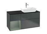 Villeroy und Boch Finion Waschtischunterschrank G802GMHG 120cm, Abdeckplatte black matt, Emotion, Regale Olive matt lacquer, Midnight Blue Matt Lacquer