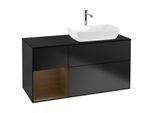 Villeroy und Boch Finion Waschtischunterschrank G802GNPD 120cm, Abdeckplatte black matt, Emotion, Regale Walnut Veneer, Black matt lacquer