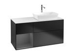 Villeroy und Boch Finion Waschtischunterschrank G801GKPD 120cm, Abdeckplatte white matt, Emotion, Regale Anthracite matt lacquer, Black matt lacquer