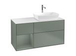 Villeroy und Boch Finion Waschtischunterschrank G801GMGM 120cm, Abdeckplatte white matt, Emotion, Regale Olive matt lacquer, Olive Matt Lacquer