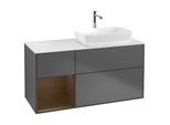 Villeroy und Boch Finion Waschtischunterschrank G801GNGK 120cm, Abdeckplatte white matt, Emotion, Regale Walnut Veneer, Anthracite matt