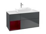 Villeroy und Boch Finion Waschtischunterschrank F821HBHG 120cm, Abdeckplatte white matt, Regale Peony matt lacquer, Midnight Blue Matt Lacquer