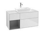 Villeroy und Boch Finion Waschtischunterschrank F821GKMT 120cm, Abdeckplatte white matt, Regale Anthracite matt lacquer, White matt lacquer